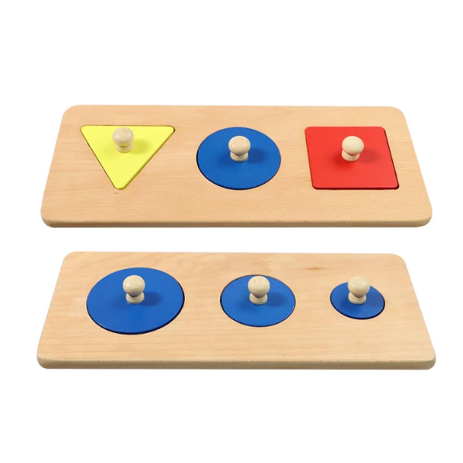 Montessori Drewniane Puzzle z Gałkami | Drewniana Sensoryczna Tablica Geometryczna | Zabawka Motoryki Małej dla Malucha,Multiple circles