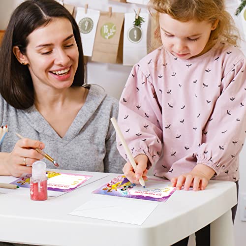 Figall Princess Birthday Invitations, 24 Pcs Princess Invitations For Girls Birthday Party Celebration With 24 Envelopes, Anime Themed Princess Party Invitations Party Supplies #TOP2