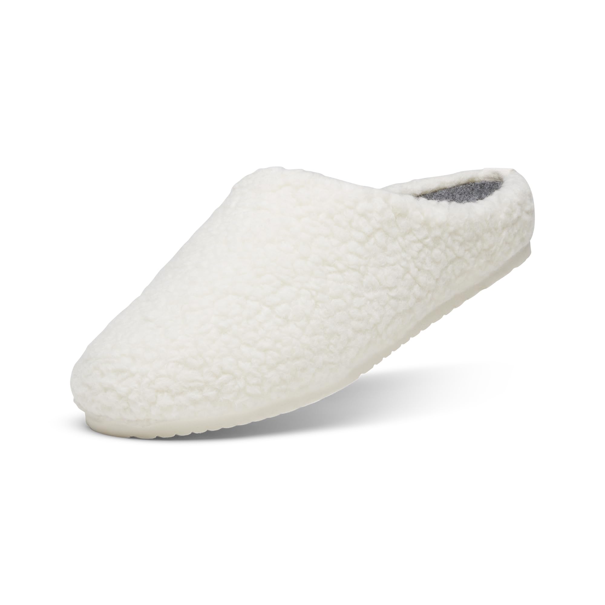 Allbirds Unisex Wool Slipper, Slip-On House Shoe with Open Back, Wool Blend Upper & Plush Lining 14.5 Women/13 Men Natural White (Natural White Sole) - Fluff