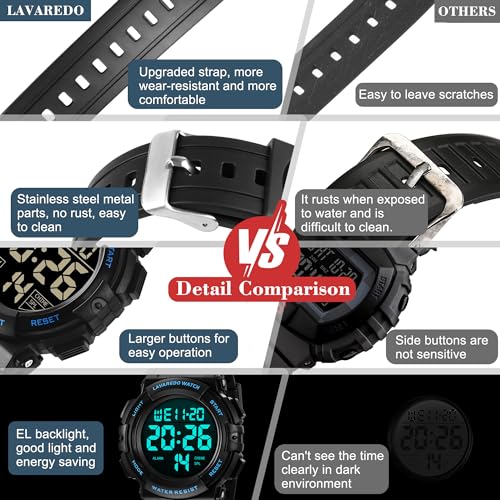 Image of L LAVAREDO Digital Men's Watch (Black Dial Black Colored Strap)