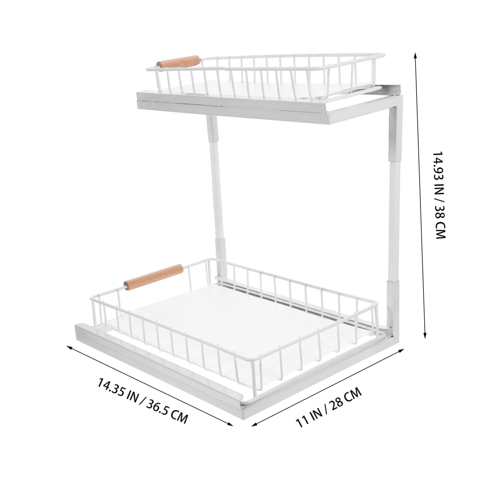 Garneck Organizer Acciaio in Cucinastraibile, Scaffale Sottolavello a al 2 Livelli Carbonio Bianco, Capiente Pratico per Spezie Bagno