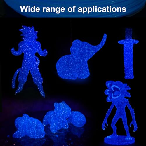 Image of 3D Printer Filament 1.75mm Glow in The Dark Shiny Firefly Blue PLA Filament for 3D Printing, Best with UV Lamps, 250g Spool (0.55lbs), Dimensional Accuracy + /- 0.02 mm, Fit Most 3D Printers
