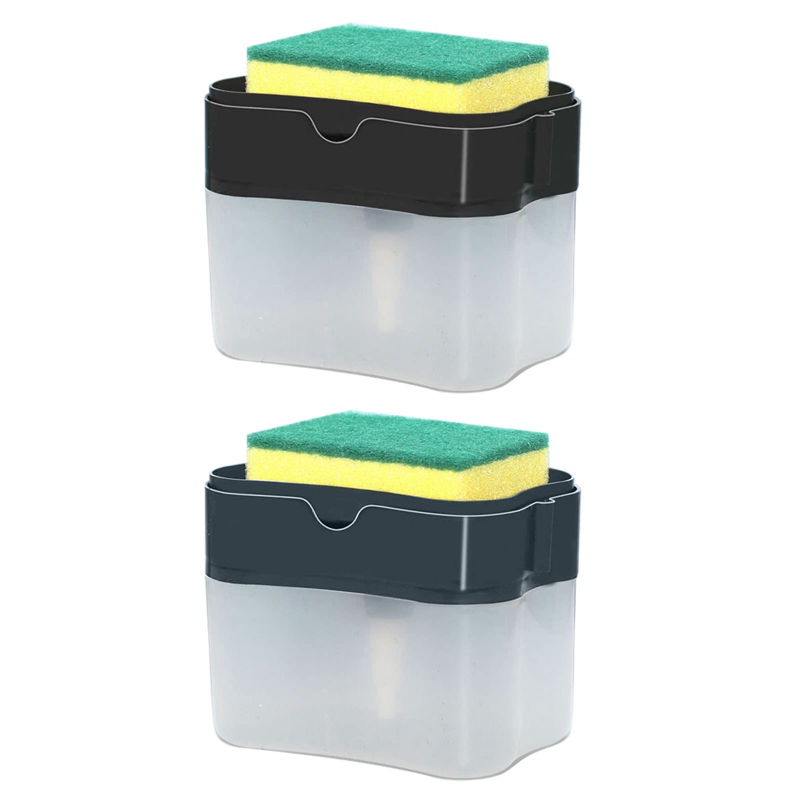 Dispensador de Jabón para Platos, Dispensador de Líquido para Platos para Cocina con Esponja, Dispensador de Líquido para Lavavajillas de Plástico Duradero 2 en 1, Recipiente de Jabón para(Negro)