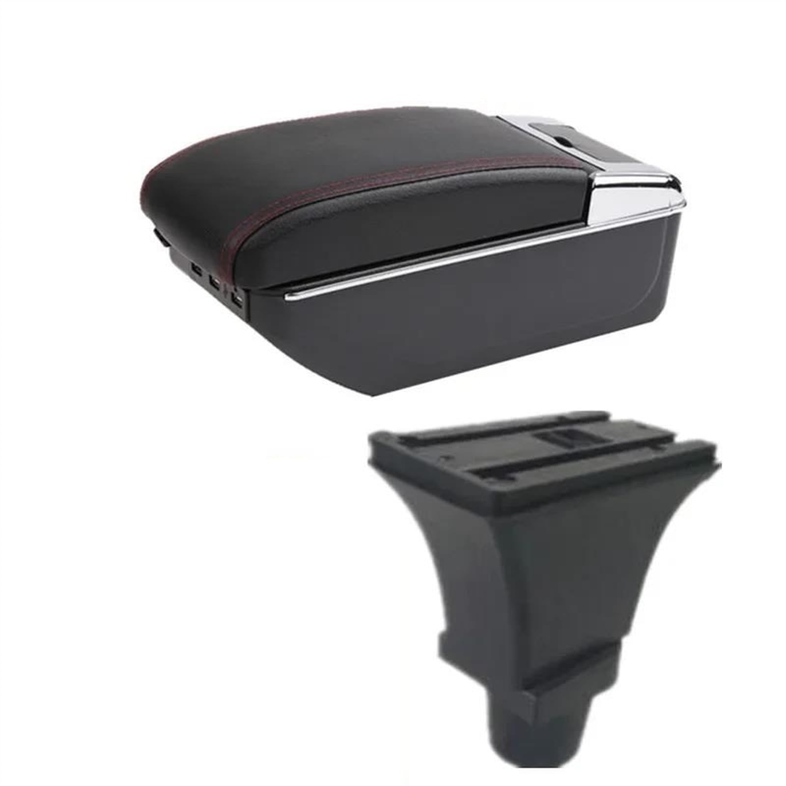 NOHEEU Car Armrest Box Dedicated Interior Retrofit Center Storage Accessories For Fiat 500 For CRONOS(D red line)