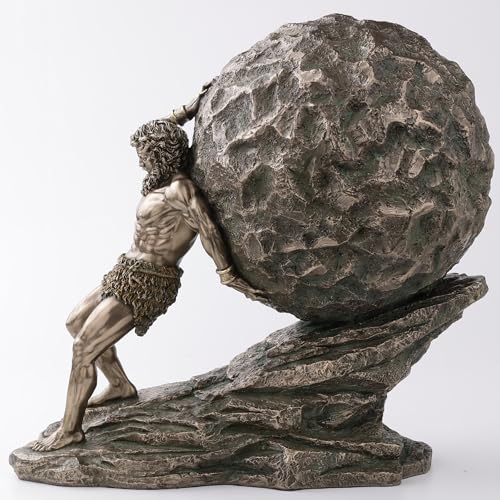 Estatua grande de resina con acabado bronce Sísifo 15.25 pulg miniatura 2
