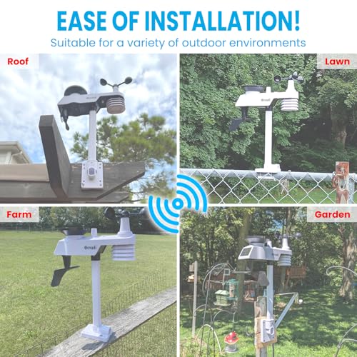 Weather Station Wireless Indoor Outdoor with 9-in-1 Sensor & LCD Display, Weather Station with Rain Gauge and Wind Speed/Direction, Moon Phase, Forecast, Temperature, Pressure, Humidity, Alarm
