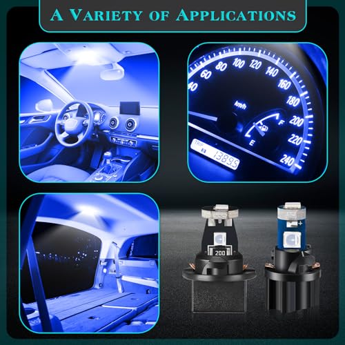 Image of BBTO 20 Set T5 T10 LED Bulbs Dash Lights with Twist Socket Instrument Dashboard Light LED Bulbs for Interior Car Lights Dashboard Instrument Panel Gauge Cluster Indicator Map Dome Light(Blue)