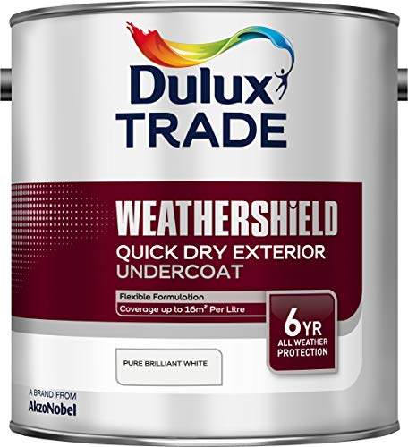 Dulux Trade Weathershield Quick Drying Exterior Undercoat Pure Brilliant White 2.5 Litre
