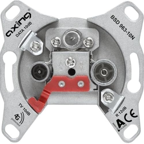 Axing BSD963-10 3-Port Multimedia-Dose VPE.10 - CATV,Data Durchgangsdose con 10 dB Anschlussdämpfun Cover