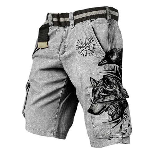 Genérico Pantalones Cortos Cargo de Mitología para Hombre con Múltiples Bolsillos Utilitarios y Diseño de Aventuras al Libre