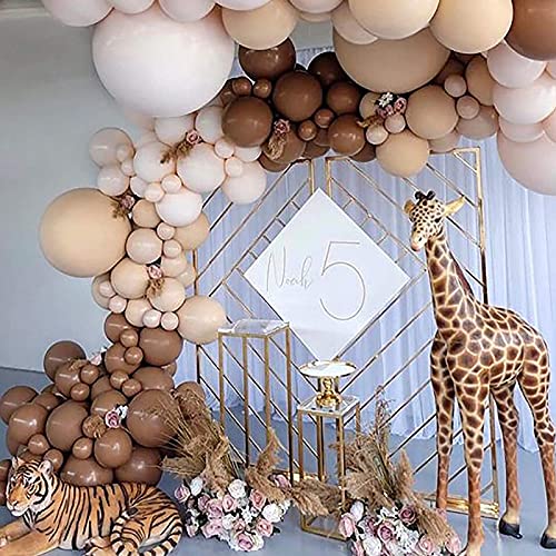 137 pièces Guirlande de Ballons, kit de décoration de fête de kit de Guirlande de Ballons Marron avec Ballons, Ruban adhésif, noueur pour Baby Shower Anniversaire Mariage fête Tropicale (Brown-Type1) Cover