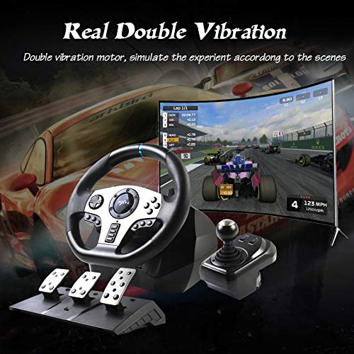 Pxn Game Racing Wheel, V9 270°/900° Adjustable Racing Steering Wheel, With Clutch And Shifter, Support Vibration And Headset Function, Suitable For Pc, Ps3, Ps4, Xbox One, Nintendo Switch. #TOP5
