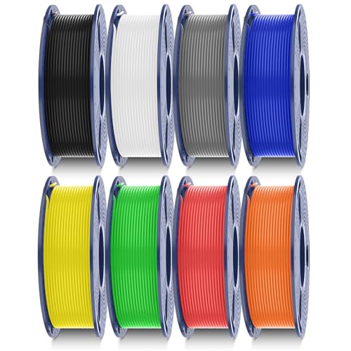 Image of SUNLU ABS Filament 1.75mm 3D Printer Filament Bundle, Individually Vacuum Packed, 2kg in Total, 0.25kg per Spool, 8 Pack, 8 Colors, Black+White+Grey+Klein Blue+Yelllow+Green+Red+Sunny Orange