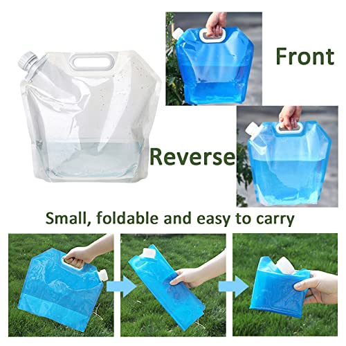 Wieysdoo Sac à Eau Pliable - Sac à Eau de Camping - Réservoir de Stockage d'eau Portable d'extérieur avec Robinet d'eau - 5 L (1,10 Bal) - Blanc-Transparent,1 pièces