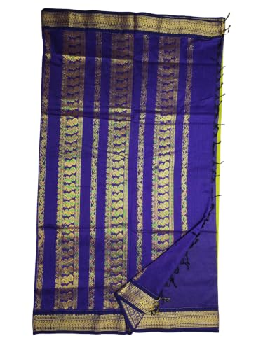 Image of Pure Kalyani Cotton Saree | Zari Border & Blouse Piece - Lata Gadwal Design | Traditional Saree