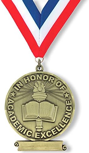 Miniatura 2 de Medalla de excelencia académica de 3.0 in con impresión de ciencia, viene con cinta  paquete de 6 (oro)