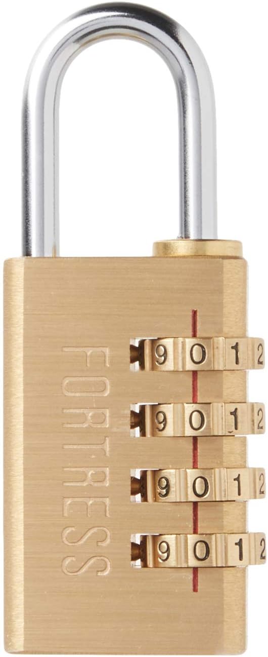 Fortress Padlock, Set Your Own Combination Luggage Lock, 1-3/16 in. Wide, 627D,Gold