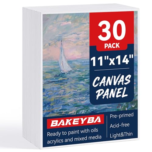 Canvas Boards for Painting 30 Pack 11x14 Inch Canvas Panels 100% Cotton White Blank Art Supplies for Acrylics Oil Watercolor Tempera Paints