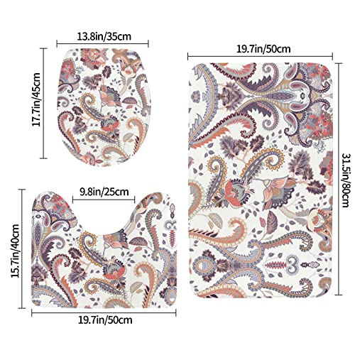 Floras Print Rug Mats Pads Badvorleger Badezimmerteppich Set 3 Stück + Konturteppich + Toilettendeckelbezug – Bild 3