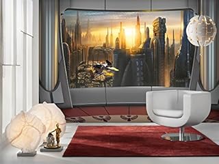 Komar Star Wars Coruscant View Wallpaper Mural, Vinyl, Multi-Colour, 368 x 0.2 x 254 cm