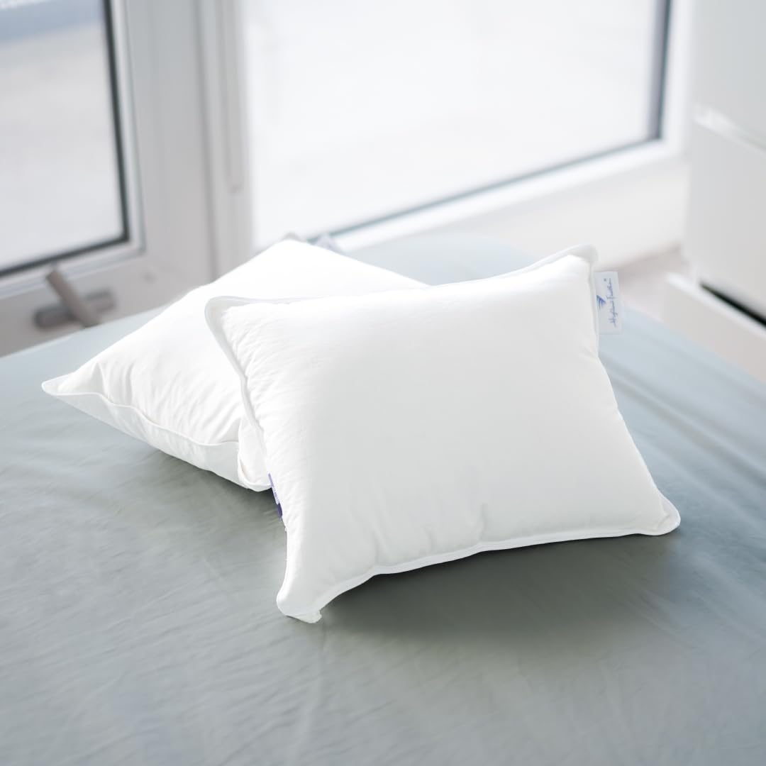 Highland Feather 600 Loft White Down Compressible Travel Pillow with 500TC 100% Breathable Cotton Shell for Back, Stomach or Side Sleepers, Travel and Camping, Lightweight and Ultra Soft