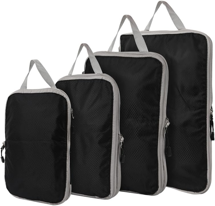 TrendySupply Cubos de embalaje de compresión para viajes, cubos de embalaje y organizadores de viaje (4 negros lisos)