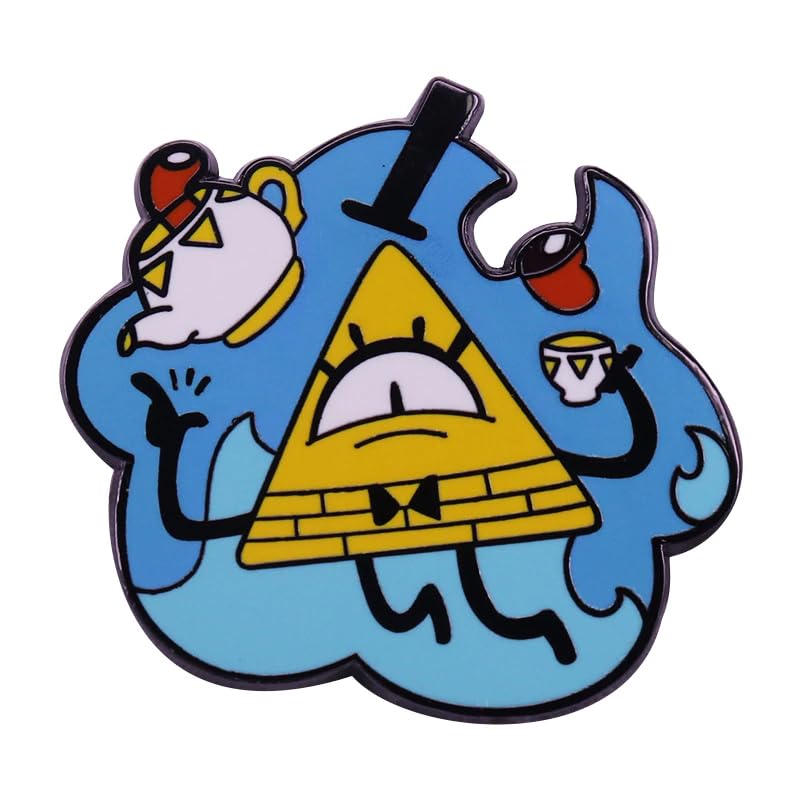 Bill Cipher Demon Teapot Gravity Cartoon 1.5" Enamel Pin Badge