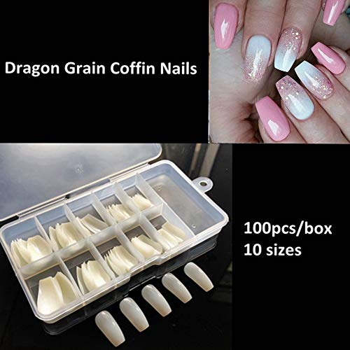 100pcs Nail Tips Shape Clear Medium Half Cover Acrylic False Nail Tips with Box (#4)