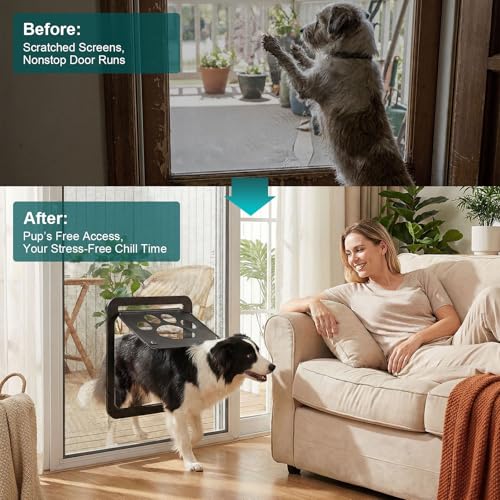 Ownpets Dog Screen Door, Inside Door Flap 12x14x0.4 Inch, Lockable Pet Screen Door, Magnetic Self-Closing Screen Door with Locking Function, Sturdy Screen Door for Dogs Cats by Ownpets - Image 2