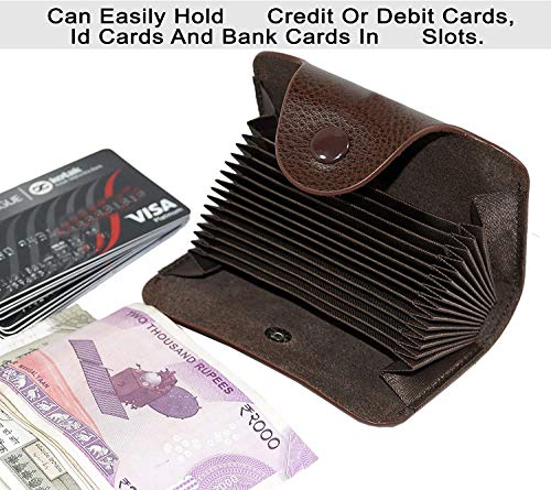Image of Cable World 10 Slots Leather Credit Card Holder Men's Wallet (Brown, 10.5 x 7.5 x 2.5 cm)