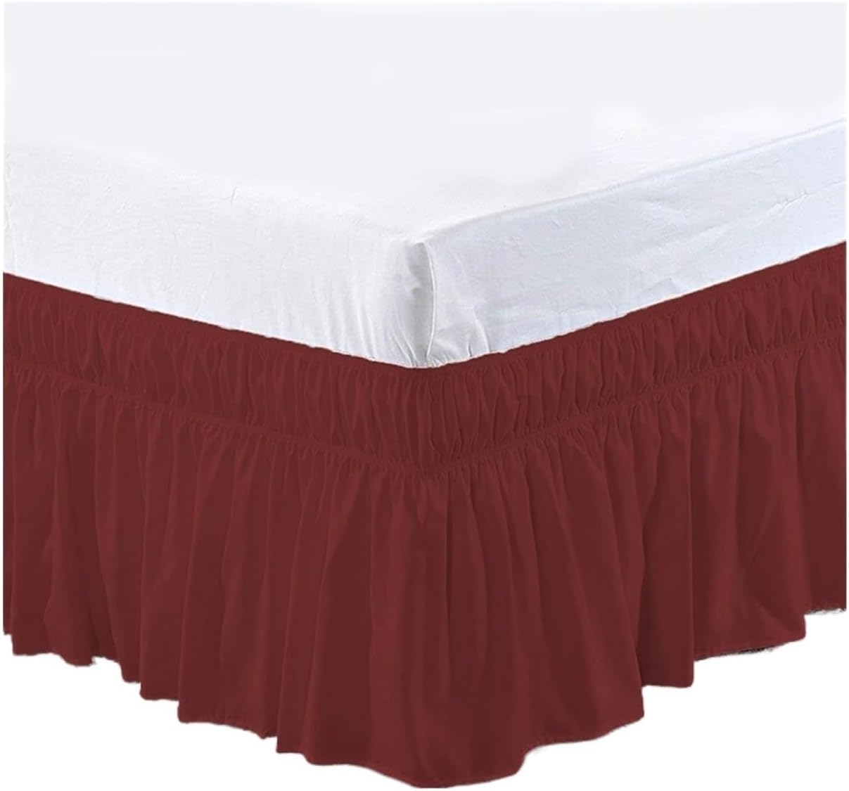 Valance Sheet Double Bed,Double Valance Sheet Elastic Solid Color Home Bed Skirt Single Queen King Size Pleated Protector Cover(B,Twin)