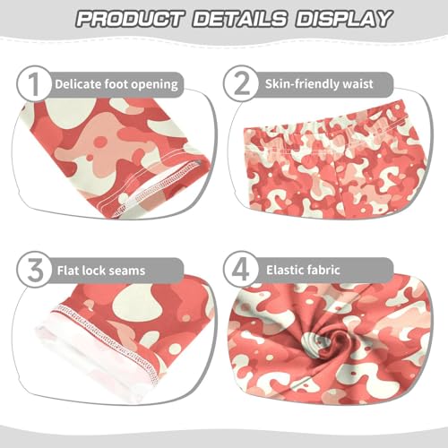 KLL Red Gray Camouflage Girls Active Leggings Soft High Waisted Workout Pants Sports3