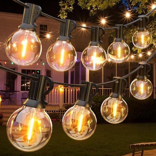 Image of SK20 G40 Outdoor String Lights 50ft Decorative LED Bulbs IP65 Waterproof Shatterproof Indoor /Outdoor Lighting 0.6W Energy Saving Hanging Light for Backyard Terrace Garden Balcony (50+2 Bulbs)
