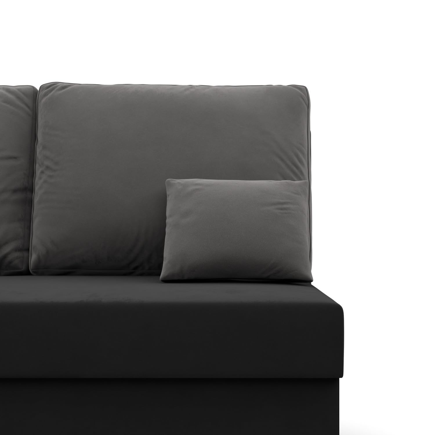 Mebligo Kemi - Ecksofa mit Schlaffunktion, Bettkastem, Komfort und Still, Schaum, schwarz + grau (Mikrofaza 15)