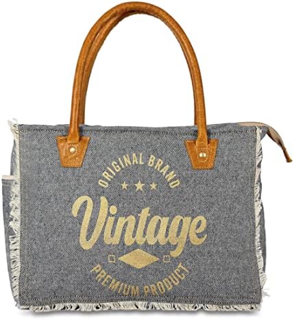 Upcycled Large Canvas shoulder Bag for women