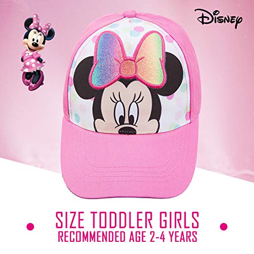 Disney Minnie Mouse Toddler Girls Pink Baseball Cap - Many Styles - Ages 2-4 Years - Adjustable Velcro Closure (Pink/White)4