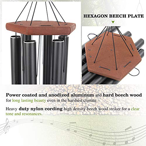 Wind Chimes Outdoor Large Deep Tone, Memorial Wind Chimes Outdoor Gifts For Housewarming/Mother Day/Christmas, Wind Chimes For Outside Decoration, Patio, Garden, Yard (44 Inch Black Wind Chime) #TOP6