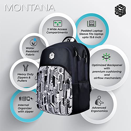 Image of Montana 39 Ltrs School Laptop Backpack (India Ink-Black), One Size (LBPMNTNA5201)