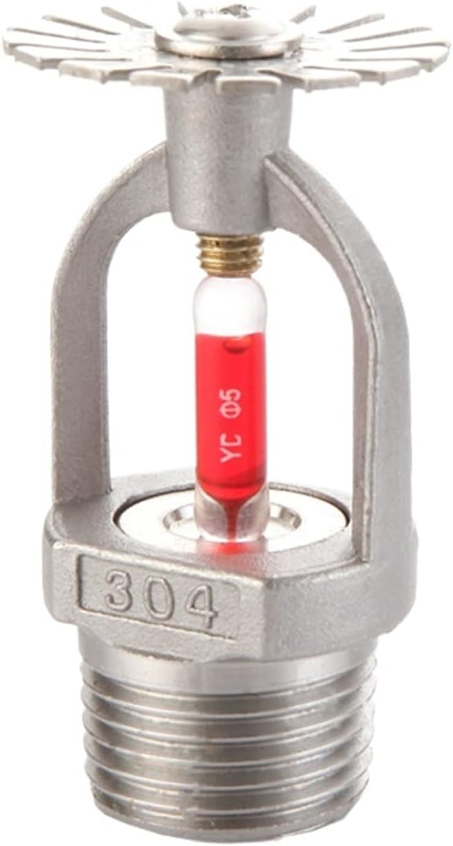 6 Pack Fire Sprinkler Heads DN15 1/2 Inch 68°C/155°F 304 Stainless Steel for Fire Suppression System (Pendant Type)