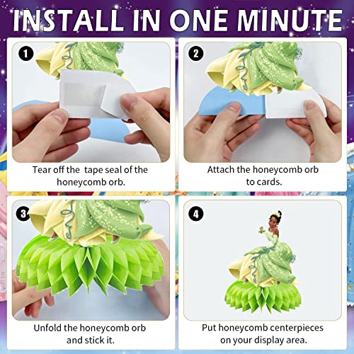 6Pcs Princess Theme Party Decorations Princess Honeycomb Centerpieces For Girls Birthday Party Princess Party Supplies 3D Table Decorations #TOP2