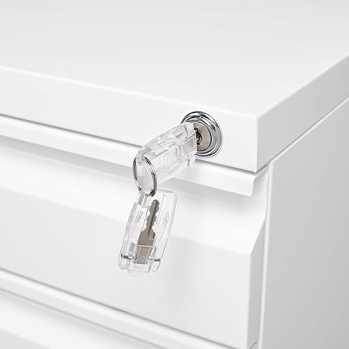 Miniatura 6 de Archivador móvil de 3 cajones debajo del escritorio de la oficina, archivador con bloqueo de 3 cajones, totalmente montado excepto ruedas, tamaño