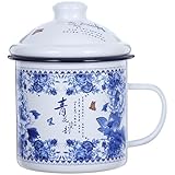 Misurini in smalto stile fattoria: la tazza in smalto dallo stile semplice è realizzata in materiale sicuro e smaltato, durevole e pratica per un uso a lungo termine, tazza in smalto portatile