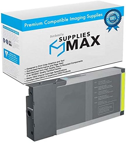 SuppliesMAX Repuesto remanufacturado para Stylus Pro 7800Pro 9800 Pigment Yellow High Yield Wide Format Inkjet (7.4 fl oz) (T563400-US)
