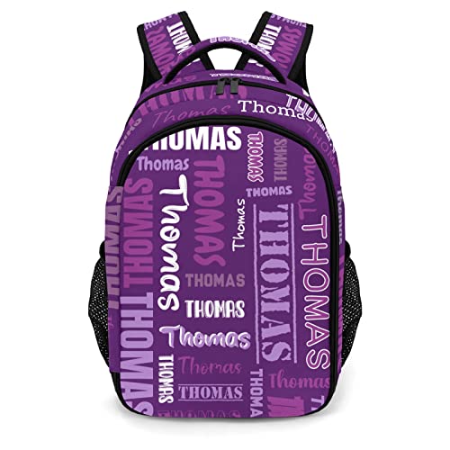 Purple Backpack Personalized with Name for Men Women Shoulder Bag Laptop Bag Bookbag