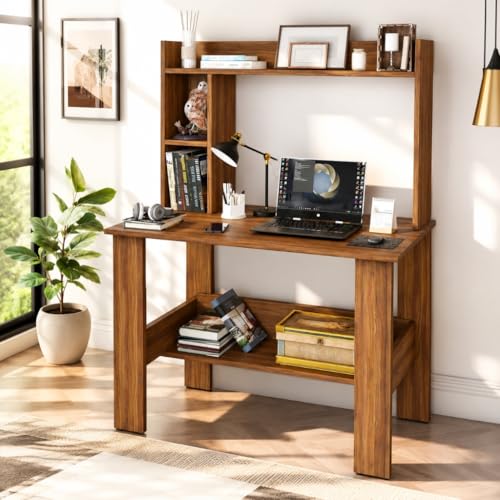 Image of SPYDER CRAFT Modern Daisy Engineered Wood Study Table with Storage Shelf | Clean Minimalist Computer Desk for Home, Office, & Bedroom | Durable & Easy to Clean (Oak) (Assembly DIY)