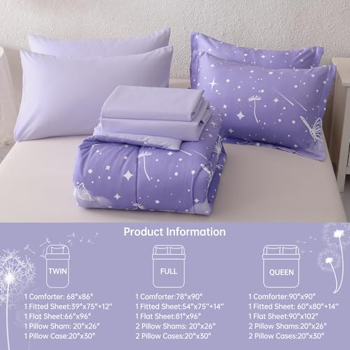 Image of Dinjoy Girls Comforter Set 7 Pieces, Full Size Colorful Ombre Rainbow Bedding Set, Bed in A Bag for Kid Teen Girls (1 Comforter, 1 Flat Sheet, 1 Fitted Sheet, 2 Pillow Shams, 2 Pillowcases)