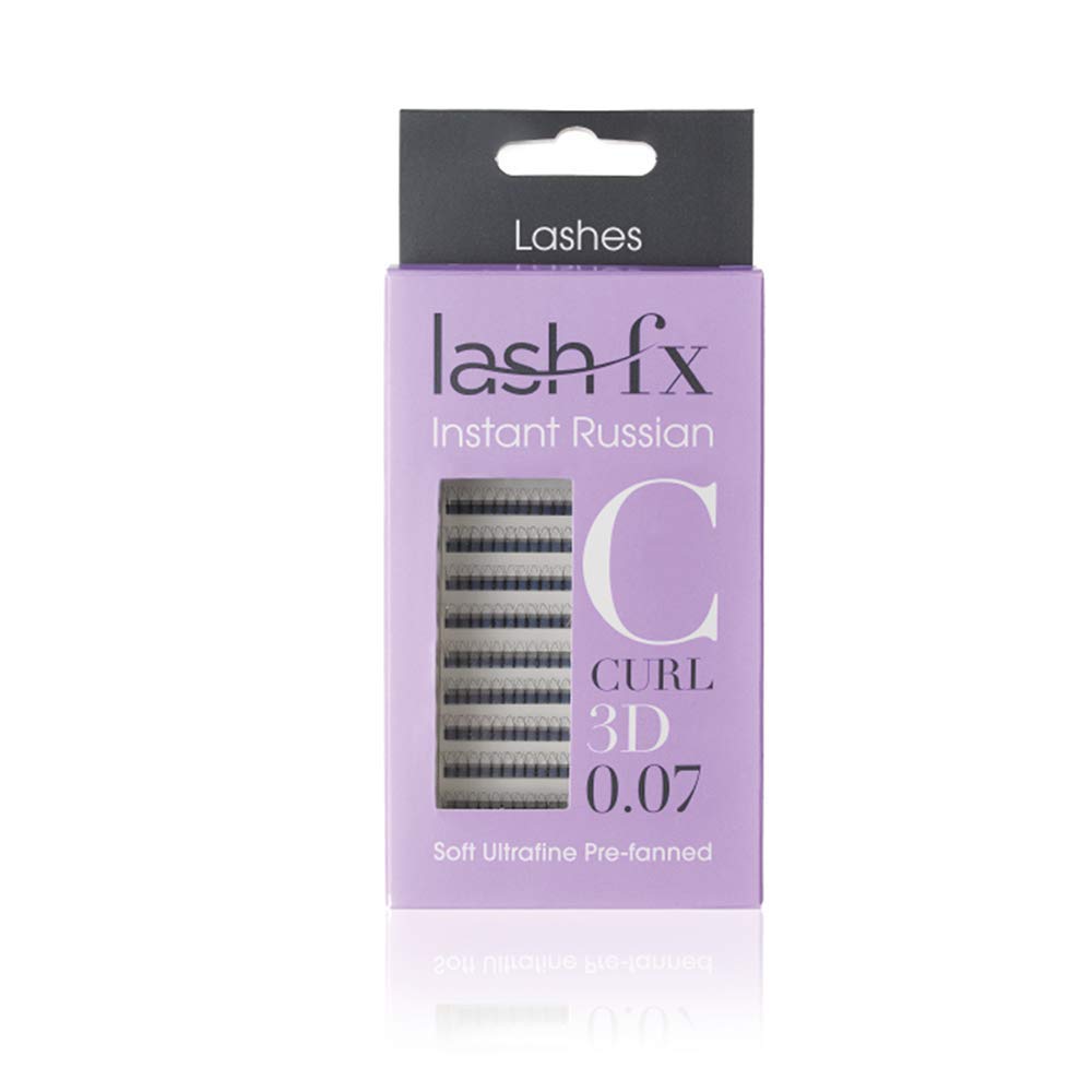 Lash FX Pre-Fanned Russian Volume 3D C Curl False Lashes, 0.07mm - 12 mm