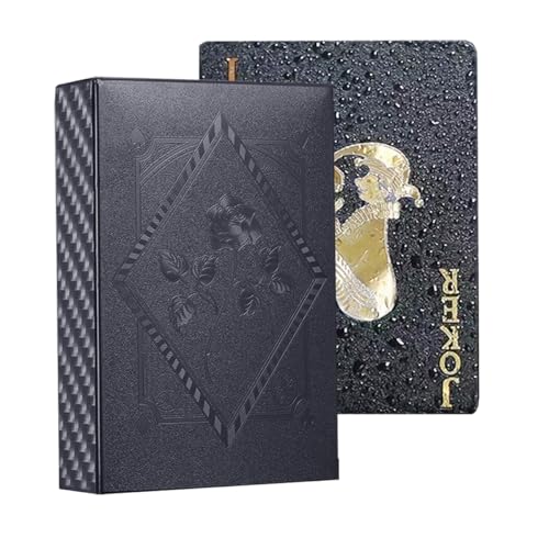 Professional Waterproof Plastic Black Playing Cards Easy to Shuffle Durable Casino Grade Deck of Cards for Poker, Blackjack, Card Games, and Magic Tricks (Classic Black)