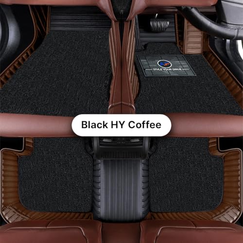 Image of Autofurnish Combination 9D Car Mat Full Set for Maruti Suzuki Swift 2024 || Luxury Leather Dual-Stitch Full Set 9D Car Floor Mat || 100% Waterproof || Color : Black HY-Coffee