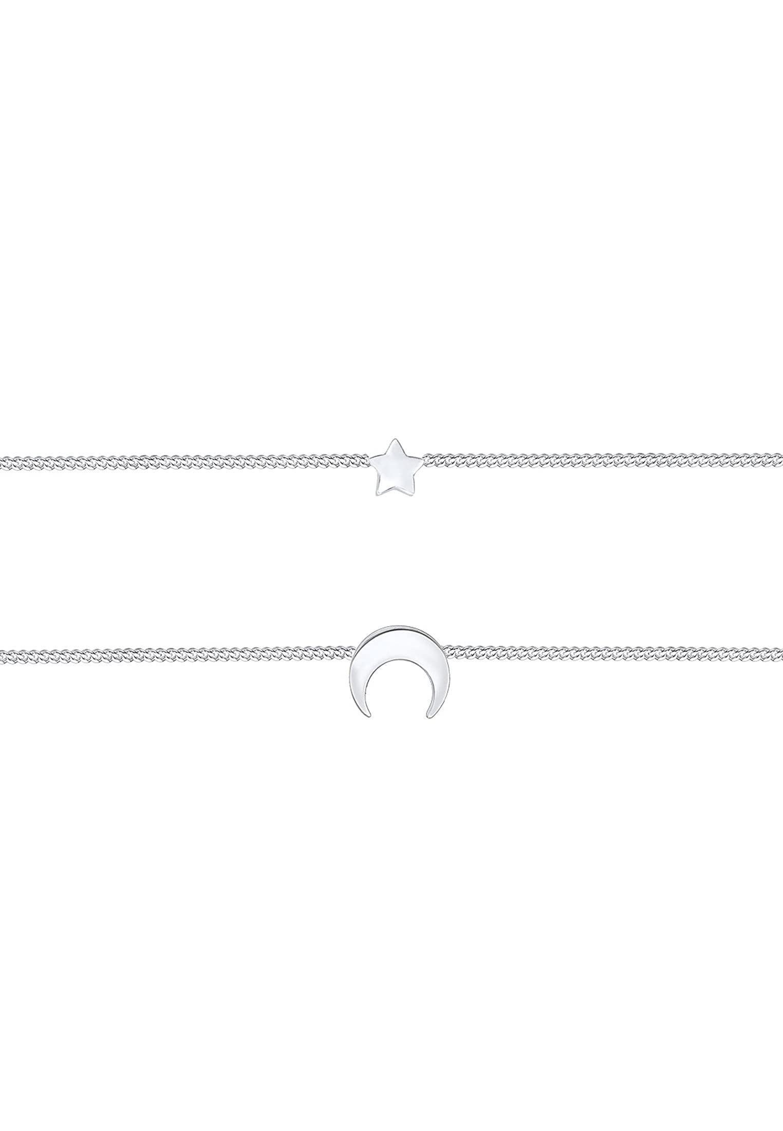Elli Collana girocollo da donna a righe Astro mezzaluna stelle in argento sterling 925